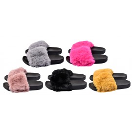 Pantoufles Mules pour Femme Fourrure Confort