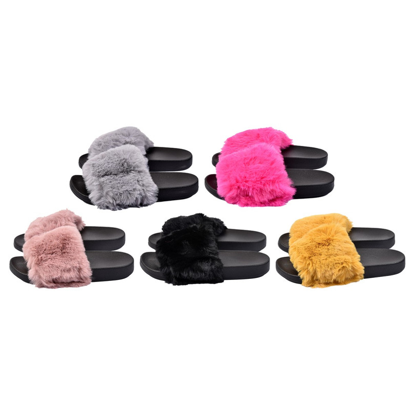 Pantoufles Mules pour Femme Fourrure Confort