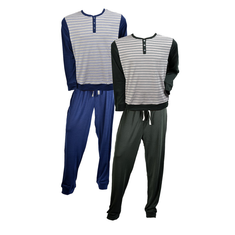 Pyjama Homme TRESS Long Doublé Polaire Rayure
