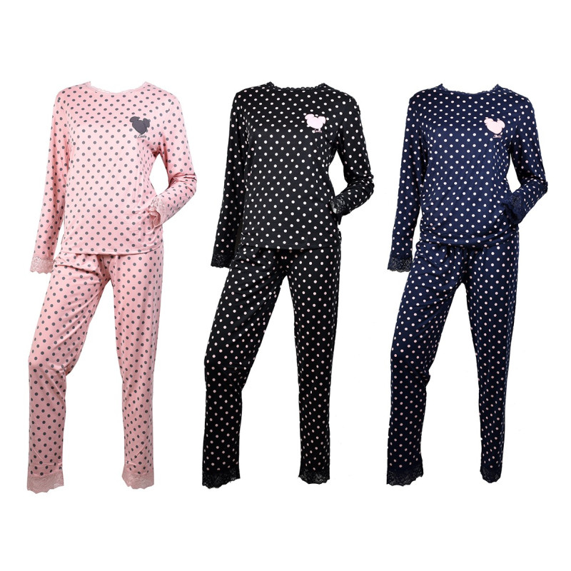 Pyjama Femme Long Fantaisie Bord Dentelle