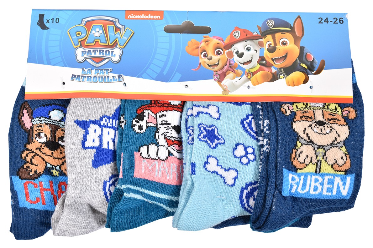 Pack De Chaussettes Pat Patrouille OZABI - Lot Surprise 9 Paires, Coton, Tailles 23-38, Pour Garçons