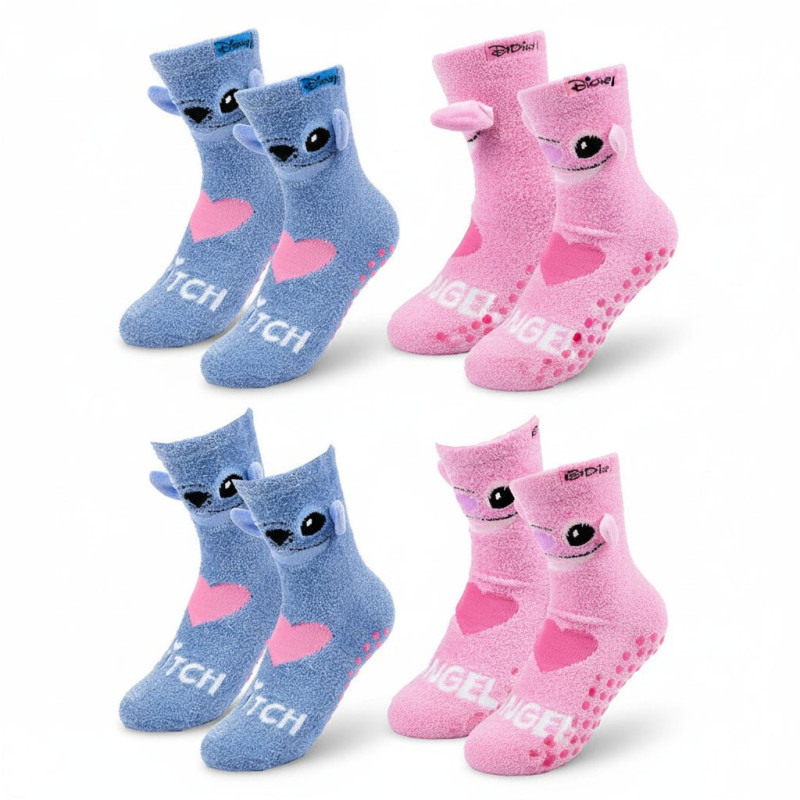 Pack de Paires de Chaussettes Antidérapantes Enfant LILO & STITCH (Lot de 4)