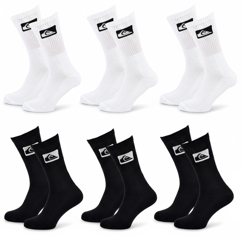 Quiksilver Chaussettes Homme Crew – Pack Lot 6 Paires Sport Cushioned