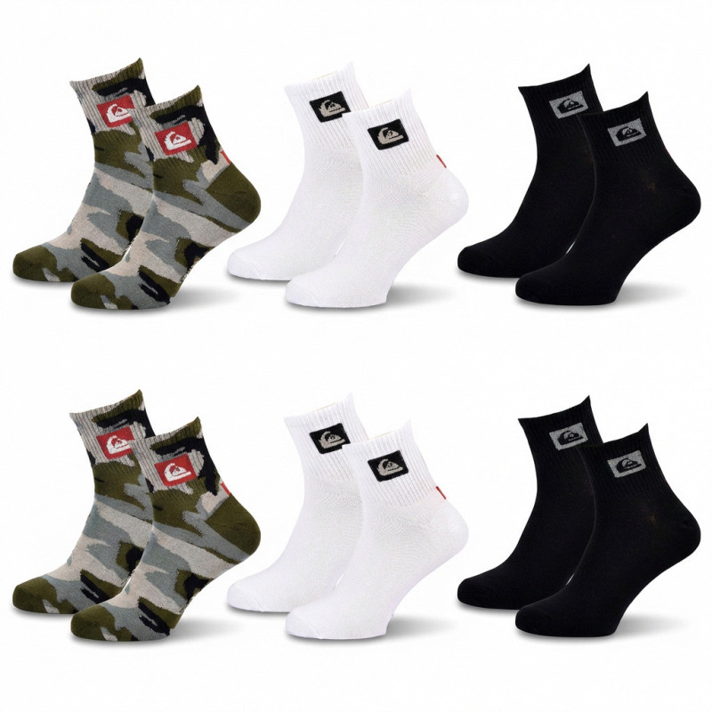 Quiksilver Pack de Chaussettes Homme QUARTER– Lot 6 Paires Sport