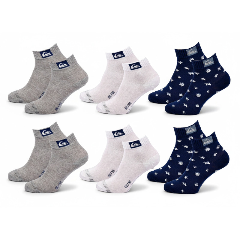 Quiksilver Pack de Chaussettes Enfant QUARTER – Lot 6 Paires Sport