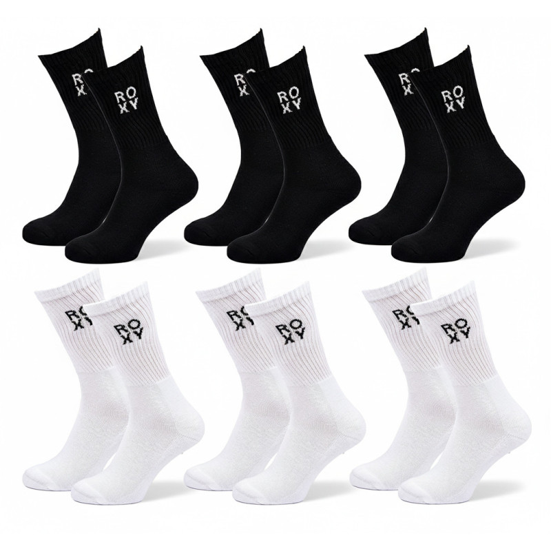 ROXY Lot Chaussettes Femme Crew – Pack 6 Paires Sport et Lifestyle