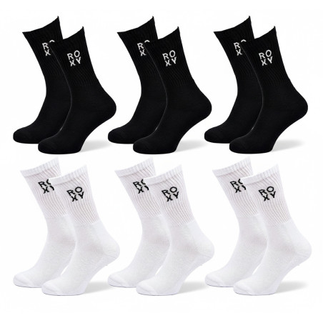 ROXY Lot Chaussettes Femme Crew – Pack 6 Paires Sport et Lifestyle