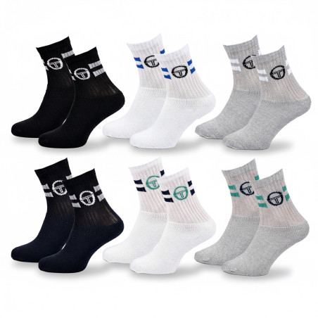 Sergio Tacchini Pack de Chaussettes enfant Tennis Crew – Lot de 6 Paires