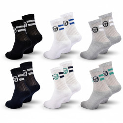 Sergio Tacchini Pack de Chaussettes enfant Tennis Crew – Lot de 6 Paires