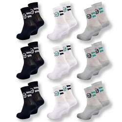 Sergio Tacchini Pack de Chaussettes enfant Tennis Crew – Lot de 9 Paires