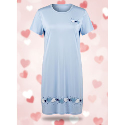 Chemise de Nuit Femme Microfibre Cœurs – Manches Courtes