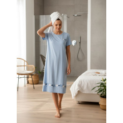 Chemise de Nuit Femme Microfibre Cœurs – Manches Courtes