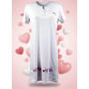 Chemise de Nuit Femme Microfibre Cœurs – Manches Courtes