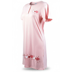Chemise de Nuit Femme Microfibre Cœurs – Manches Courtes