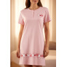 Chemise de Nuit Femme Microfibre Cœurs – Manches Courtes