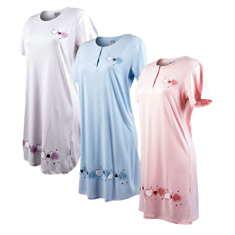 Chemise de Nuit Femme Microfibre Cœurs – Manches Courtes
