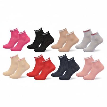 OZABI Chaussettes Femmes a Paillettes Soquettes avec Messages Humoristiques Pack de Chaussettes Mode Brillantes