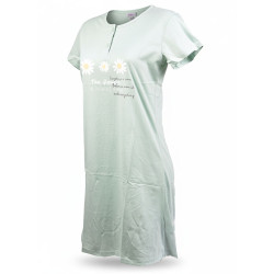 Chemise de Nuit Femme Microfibre Florale– Manches Courtes