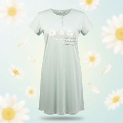 Chemise de Nuit Femme Microfibre Florale– Manches Courtes