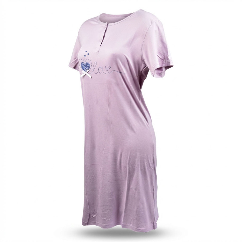 OZABI Chemise de Nuit Femme Microfibre LOVE Manches Courtes