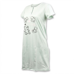 OZABI Chemise de Nuit Femme Microfibre HELLO BEAR  Manches Courtes