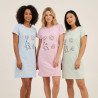 OZABI Chemise de Nuit Femme Microfibre HELLO BEAR  Manches Courtes