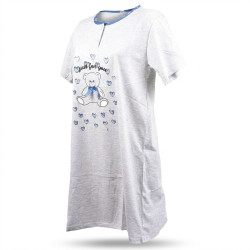 OZABI Chemise de Nuit Femme Microfibre OURSON  Manches Courtes