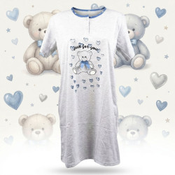OZABI Chemise de Nuit Femme Microfibre OURSON  Manches Courtes