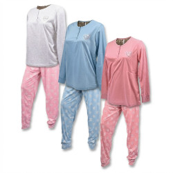OZABI Ensemble Pyjama Long Femme Haut Manches Longues