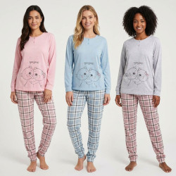 OZABI Ensemble Pyjama Long Femme Haut Manches Longues
