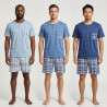 Pyjama Court Homme Coton Confort – Ensemble Pyjashort Été T-Shirt Manches Courtes Col Rond 2 Boutons