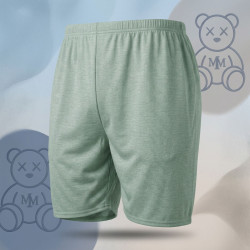 Pyjama Court Homme Coton Majoritaire – Ensemble Nuit Été T-Shirt Col Rond Boutonné Broderie Nounours Poche Poitrine + Short Uni