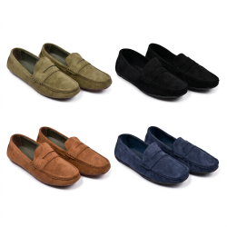 Mocassins Homme Ville Élégants – Chaussures Slip-On Confort en Nubuck Synthétique Souple – Semelle Antidérapante Flexible