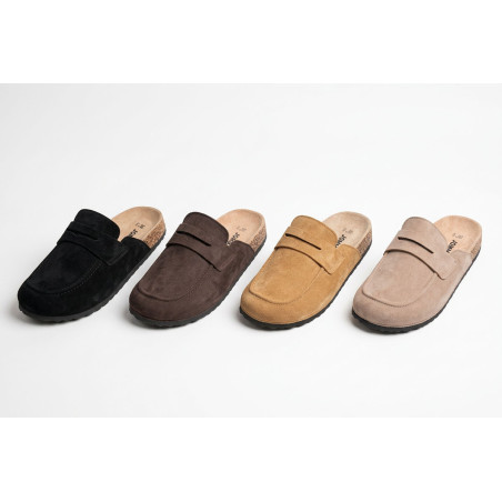 Sabots Homme Mule Fermee Style Mocassin Ete Confort Nubuck Synthétique Semelle Liege Antiderapante