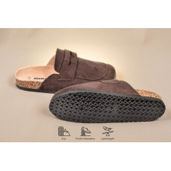 Sabots Homme Mule Fermee Style Mocassin Ete Confort Nubuck Synthétique Semelle Liege Antiderapante