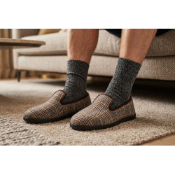 Pantoufles Homme Charentaises Ozabi Chaussons Fermes Chauds et Confortables Semelle Antiderapante Semi Rigide Interieur Doux