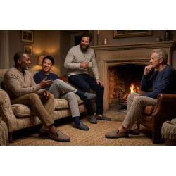 Pantoufles Homme Charentaises Ozabi Chaussons Fermes Chauds et Confortables Semelle Antiderapante Semi Rigide Interieur Doux