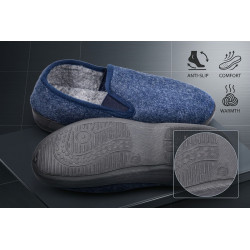Pantoufles Femme Charentaises Fermées Chaudes Intérieur Fourré Semelle Antidérapante Caoutchouc Suédine Synthétique Confort Moel