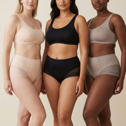 Lot de 6 Culottes Femme Taille Haute et Standard Polyamide Elastane Effet Gainant Invisible Sous Vetements Dentelle