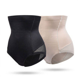 Culotte Gainante Femme Taille Haute Ventre Plat Lot de 2 Noir et Chair Panty Sculptant Silhouette Control