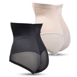 Culotte Gainante Femme Taille Haute Ventre Plat Lot de 2 Noir et Chair Panty Sculptant Silhouette Control