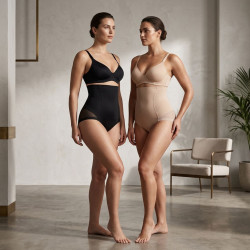 Culotte Gainante Femme Taille Haute Ventre Plat Lot de 2 Noir et Chair Panty Sculptant Silhouette Control