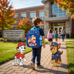 Sac à dos enfant Paw Patrol Pat Patrouille bleu 30 cm maternelle primaire compartiment zip bretelles reglables