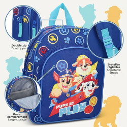Sac à dos enfant Paw Patrol Pat Patrouille bleu 30 cm maternelle primaire compartiment zip bretelles reglables