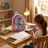 Sac a dos enfant 3D Stitch Simply Special Aloha rose galaxy relief 32 cm polyester leger 1 compartiment