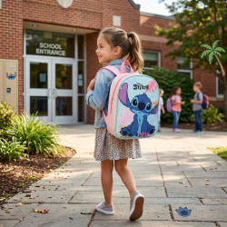 Sac à dos enfant Stitch Cuteness Overload 29 cm – Sac scolaire fille Disney – Polyester léger