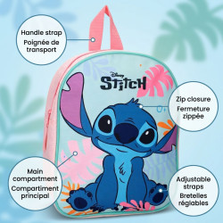 Sac à dos enfant Stitch Cuteness Overload 29 cm – Sac scolaire fille Disney – Polyester léger