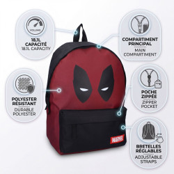 Sac à dos Marvel Deadpool Encore Time enfant ado – Sac scolaire 18,1L polyester noir rouge