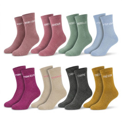 OZABI Chaussettes Fille Paillettes Message Humoristique Lot 8 Paires OZABI Mode Brillante Coton Tailles 27-30 31-34 35-38