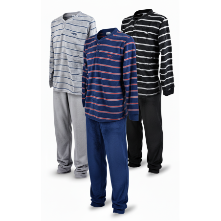 Pyjama Homme Hiver Polaire Doux RAYURE
